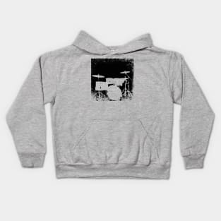 Drumset Silhouette - grunge Kids Hoodie